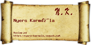 Nyers Karméla névjegykártya